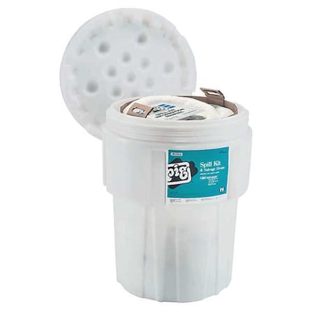 Spill Kit, 39 gal Volume Absorbed per Kit, 65 gal Capacity, Drum, White, 69 MPN:KIT443
