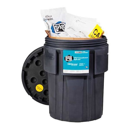 Spill Kit, 40 gal Volume Absorbed per Kit, 95 gal Capacity, Drum, Black, 89 MPN:KIT467