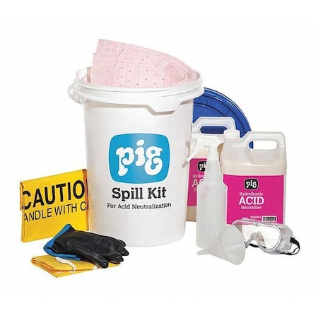 Spill Kit, 2 gal Volume Absorbed per Kit, 6 1/2 gal Capacity, Bucket, White MPN:KIT601