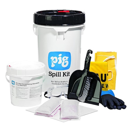 Spill Kit, 3 gal Volume Absorbed per Kit, 6 1/2 gal Capacity, Drum, White, 19 MPN:KIT610