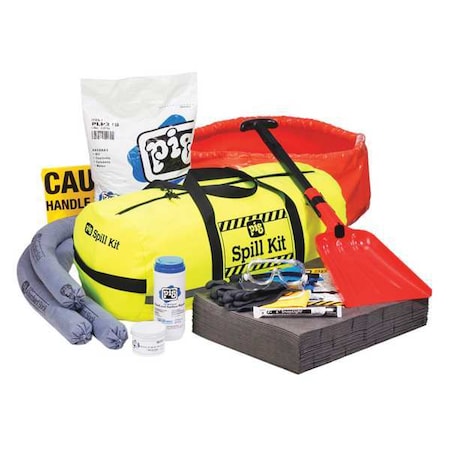 Spill Kit, 9 gal Volume Absorbed per Kit, Not Applicable Capacity, Bag, Yellow, 51 MPN:kit628