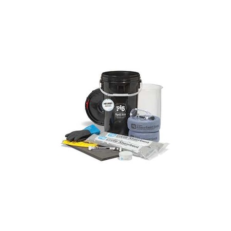 Spill Kit, 3 gal Volume Absorbed per Kit, 6 1/2 gal Capacity, Bucket, Black, 25 MPN:kit630