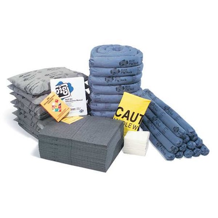 Spill Kit Refill, 60 gal Volume Absorbed per Kit, Not Applicable Capacity, Box, Blue/Gray, 167 MPN:KITR202
