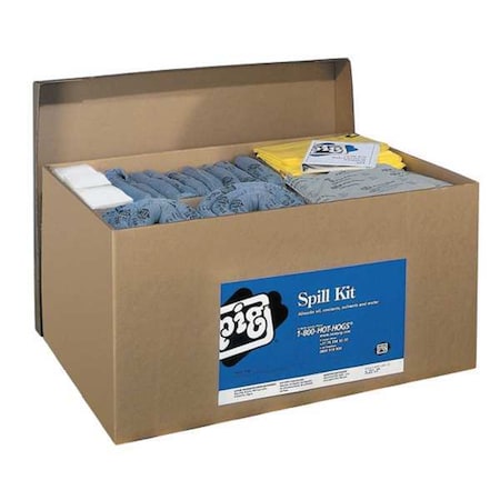 Spill Kit Refill, 143 gal Volume Absorbed per Kit, Not Applicable Capacity, Box, Blue/Gray, 501 MPN:KITR204