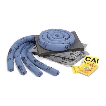 Spill Kit Refill, 12 gal Volume Absorbed per Kit, Not Applicable Capacity, Box, Blue/Gray, 34 MPN:KITR211
