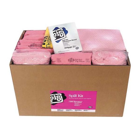 Spill Kit Refill, 74 gal Volume Absorbed per Kit, Box, Pink, 150 MPN:KITR303