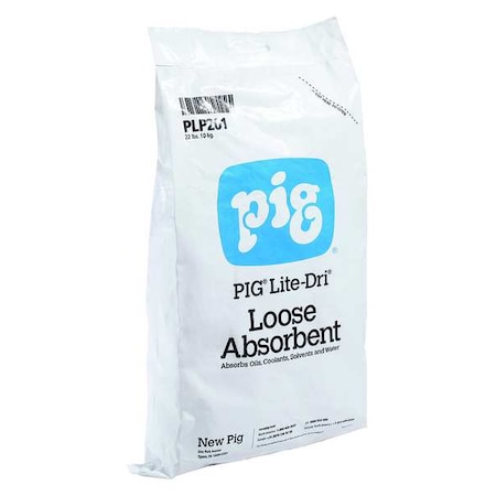 Granular Sorbent, 8 gal Absorbed per Package, 22 lb Bag, Cellulose, Not Scented, Gray MPN:PLP201