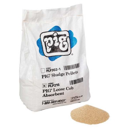 Granular Sorbent, 12 1/2 gal Absorbed per Package, 25 lb Bag, Corn Cob, Not Scented, Tan MPN:PLP216
