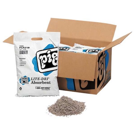 Granular Sorbent, 12 gal Absorbed per Package, 40 lb Bag, Cellulose, Not Scented, Gray MPN:PLP218