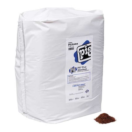 Granular Sorbent, 8 gal Absorbed per Package, 15 lb Bag, Industrial Peat Moss, Not Scented, Brown MPN:PLP404