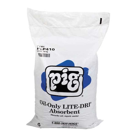 Granular Sorbent, 8 gal Absorbed per Package, 22 lb Bag, Hydrophobic Cellulose, Not Scented, Tan MPN:PLP410