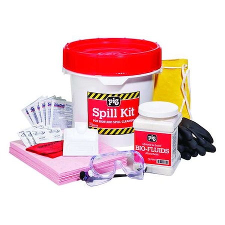 Spill Kit, 9 gal Volume Absorbed per Kit, 3 1/2 gal Capacity, Bucket, White MPN:PLS1850