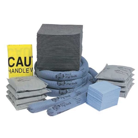 Spill Kit Refill, 17 gal Volume Absorbed per Kit, Not Applicable Capacity, Box, Blue/Gray, 160 MPN:RFL228
