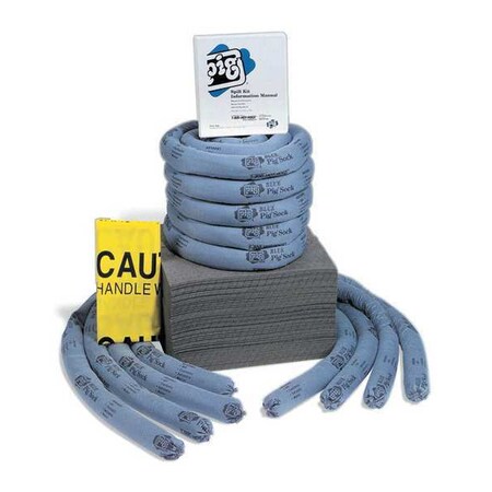 Spill Kit Refill, 38 gal Volume Absorbed per Kit, Not Applicable Capacity, Box, Blue/Gray, 124 MPN:RFL234