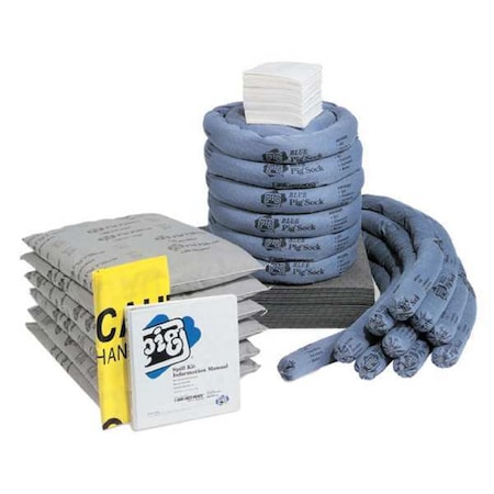 Spill Kit Refill, 39 gal Volume Absorbed per Kit, Not Applicable Capacity, Box, Blue/Gray, 135 MPN:RFL243