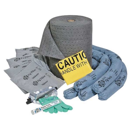 Spill Kit Refill, 14 gal Volume Absorbed per Kit, Not Applicable Capacity, Box, Blue/Gray, 19 MPN:RFL244