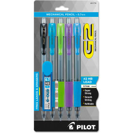 Pilot® G2 Mechanical Pencil 0.7 mm HB (#2.5) Black Lead Assorted Barrel Colors 5/Pack 31776