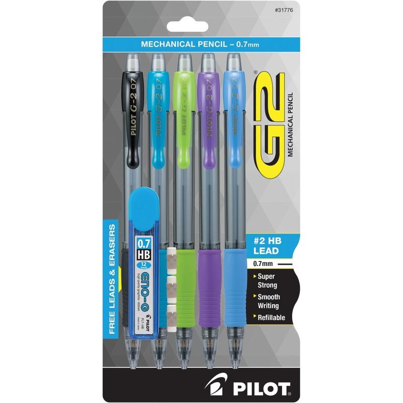 Pilot G-2 Mechanical Pencil, 0.7mm, #2 Lead, Assorted Barrel Colors, Pack Of 5 MPN:31776