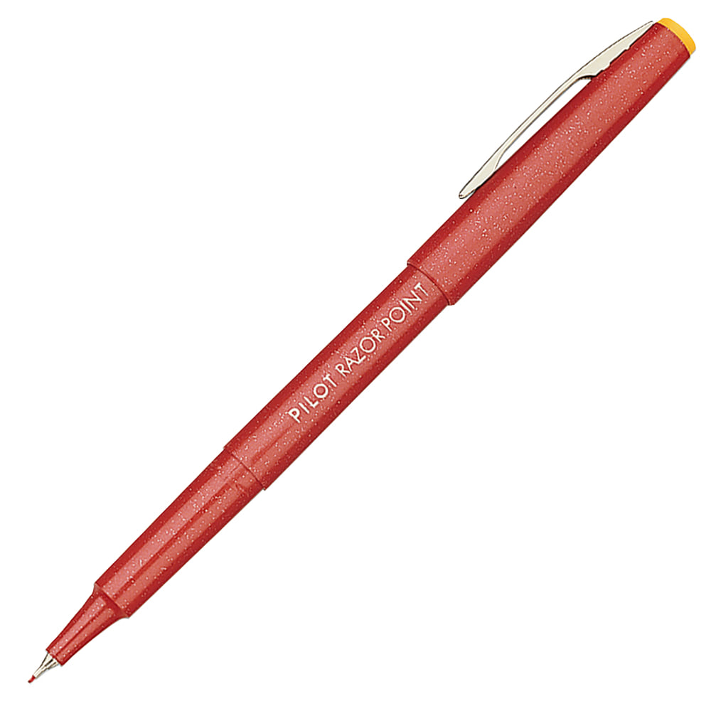 Pilot Razor Point Pens, Extra-Fine Point, 0.3 mm, Red Barrel, Red Ink, Pack Of 12 Pens MPN:11007