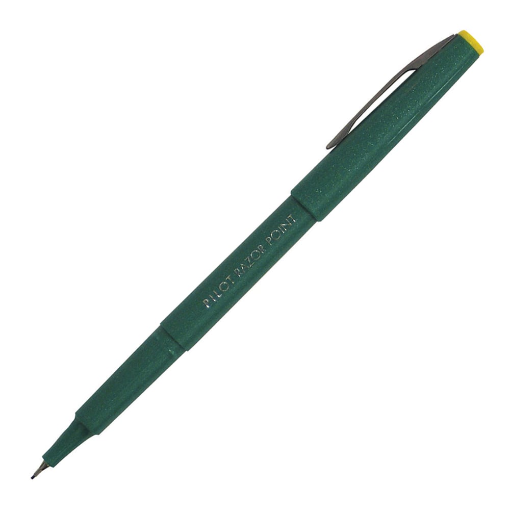 Pilot Razor Point Pens, Extra-Fine Point, 0.3 mm, Green Barrel, Green Ink, Pack Of 12 Pens MPN:11010