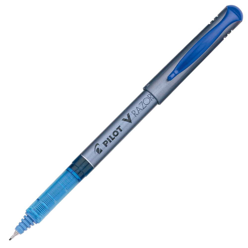 Pilot Liquid Ink Razor Point Pens, Extra-Fine Point, 0.3 mm, Graphite Barrel, Blue Ink, Pack Of 12 Pens MPN:11021