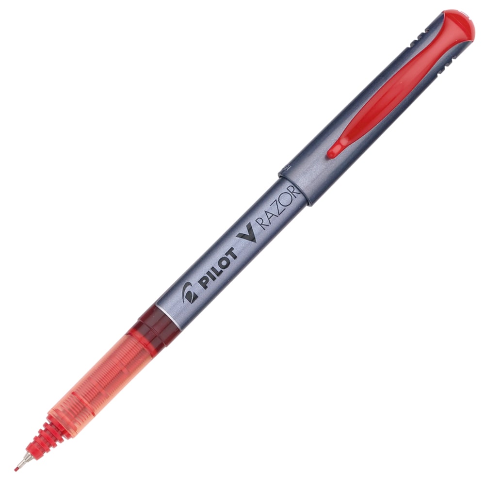 Pilot Liquid Ink Razor Point Pens, Extra-Fine Point, 0.3 mm, Graphite Barrel, Red Ink, Pack Of 12 Pens MPN:11022