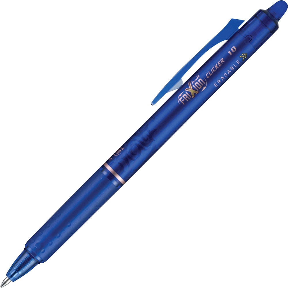 Pilot FriXion Ball Clicker Erasable Retractable Gel Pens, Pack of 12, Bold Point, 1.0 mm, Blue Barrel, Blue Ink MPN:11387