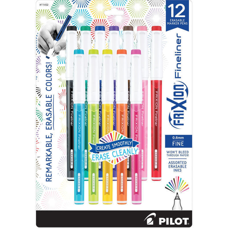 Pilot FriXion Fineliner Erasable Marker Pens 0.6 mm Fine Pen Point Gel based 12 / Set MPN:11452