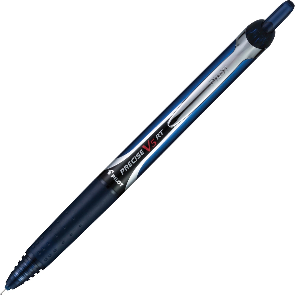 Pilot V5 Rollingball 0.5 mm Retractable Pens, Pack Of 12, Extra Fine Point, 0.5 mm, Rubber Barrel, Navy Blue Ink MPN:13447