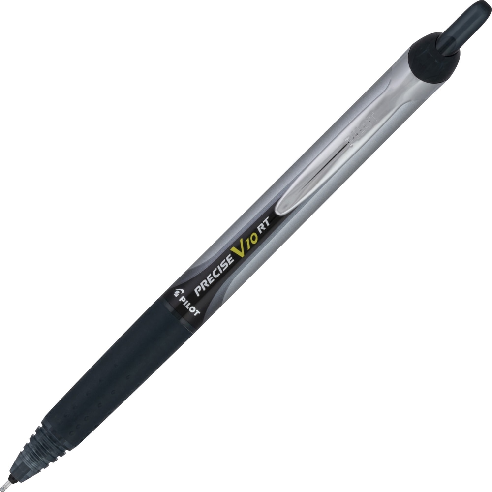 Pilot PRECISE Retractable Pens, Bold Point, 1.0mm, Silver/Black Barrels, Black Ink, Pack Of 12 Pens MPN:13450