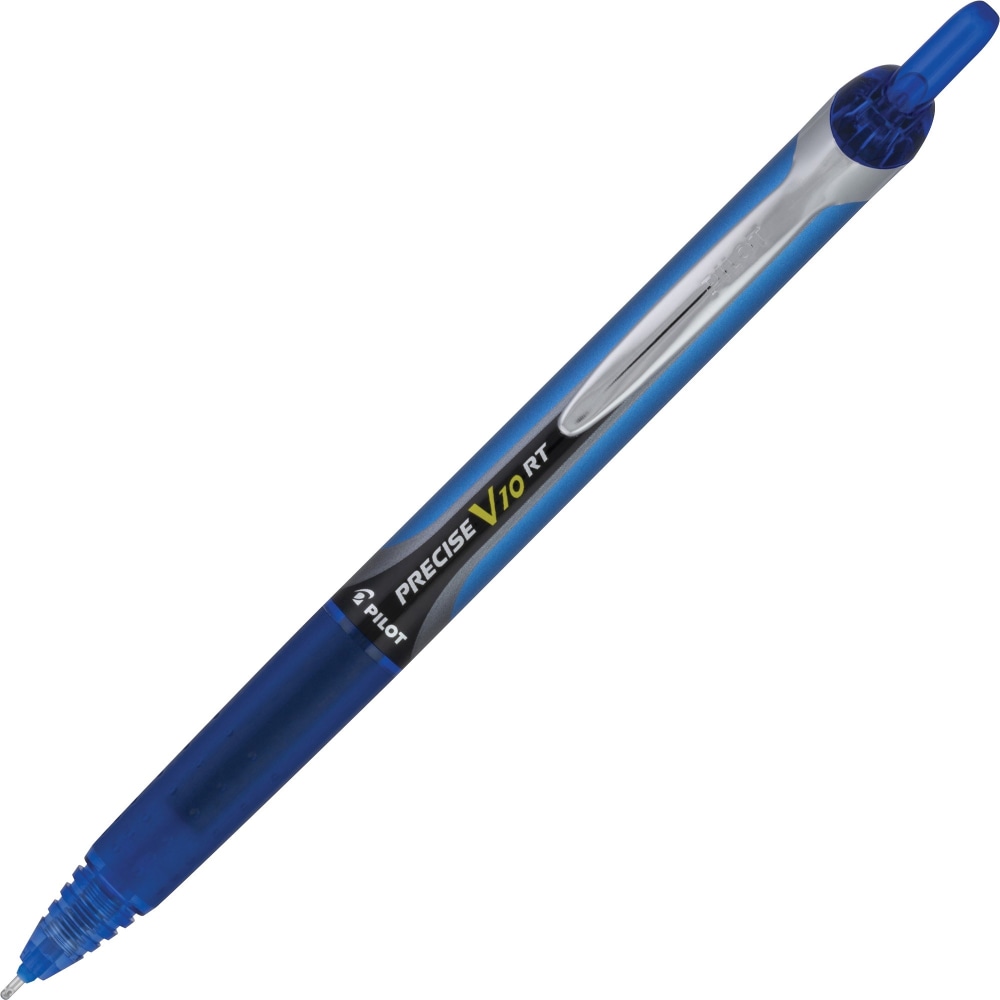 Pilot PRECISE V10 RT Retractable Pens, Pack Of 12, Blue Barrel, Blue Ink MPN:13453