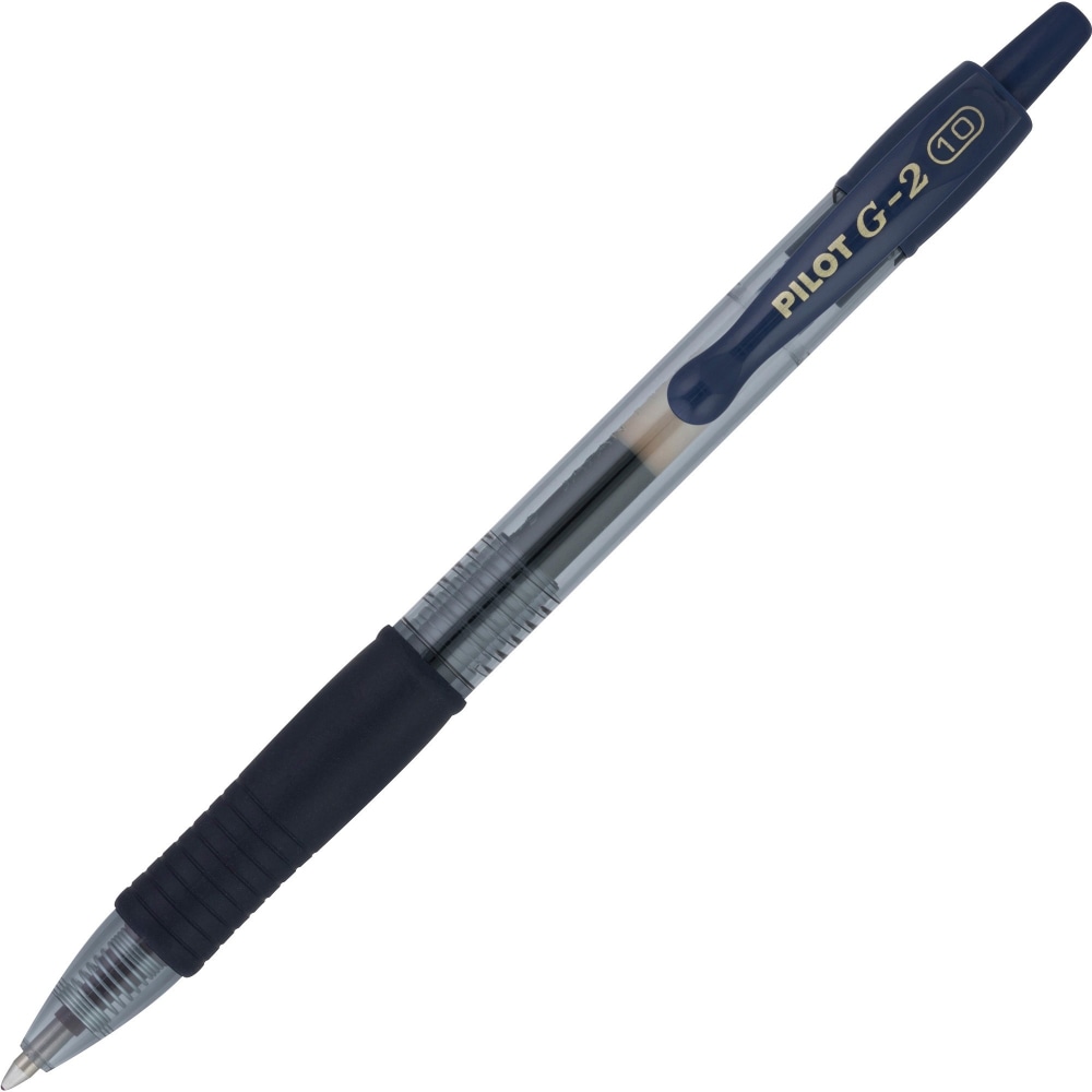 Pilot G2 Retractable Gel Pens, Pack Of 12, Fine Point, 1.0 mm, Clear Barrel, Blue Ink MPN:15125
