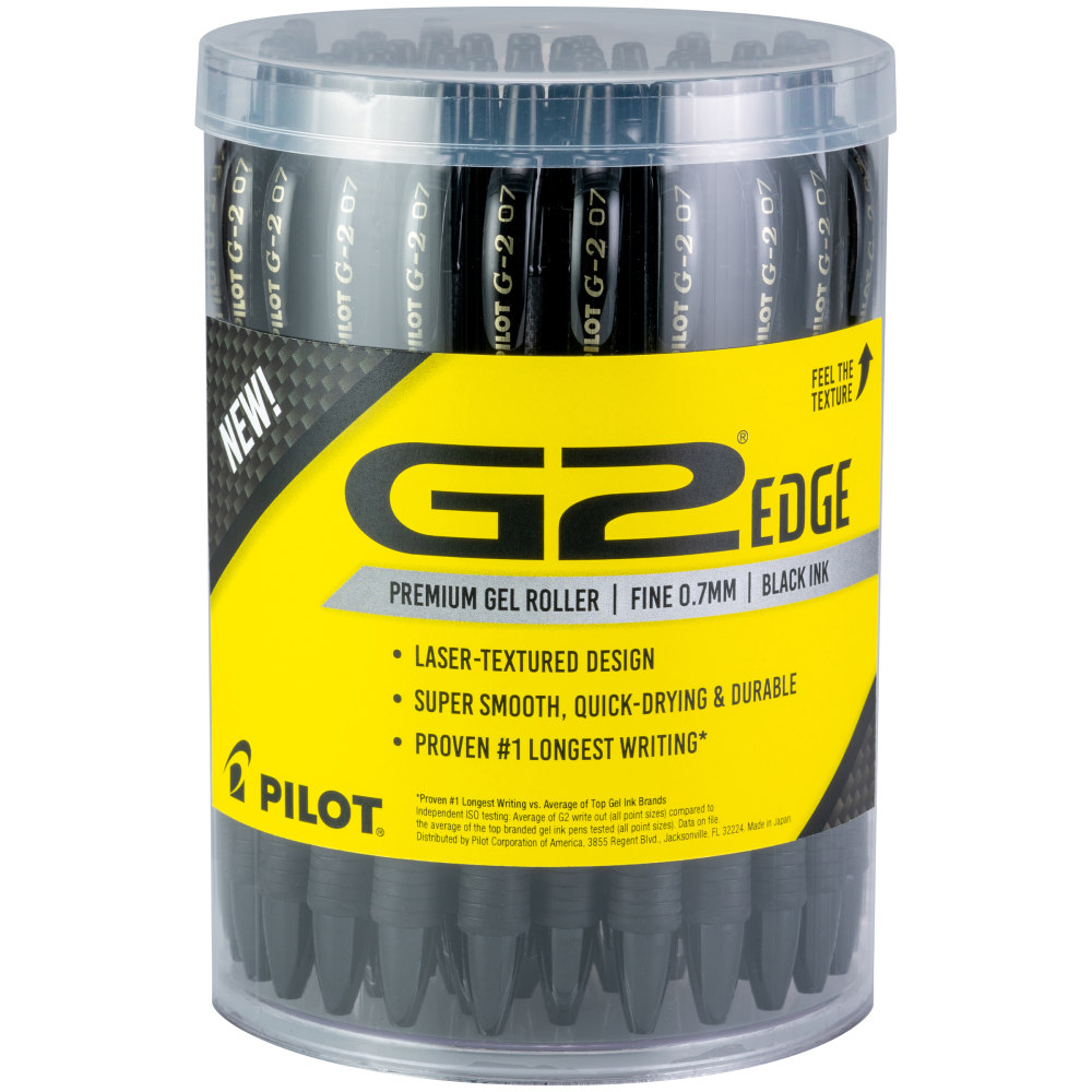 Pilot G2 Edge Gel Pens, Fine Point, 0.7mm, Black Barrel, Black Ink, Pack Of 36 Pens MPN:15955