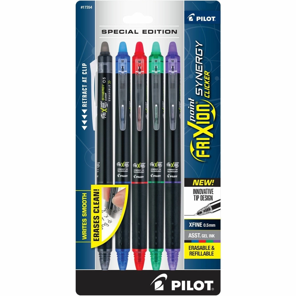 FriXion Erasable Gel Pens - Extra Fine 0.5 mm Point Size - Retractable - Assorted - 5 / Pack MPN:17354