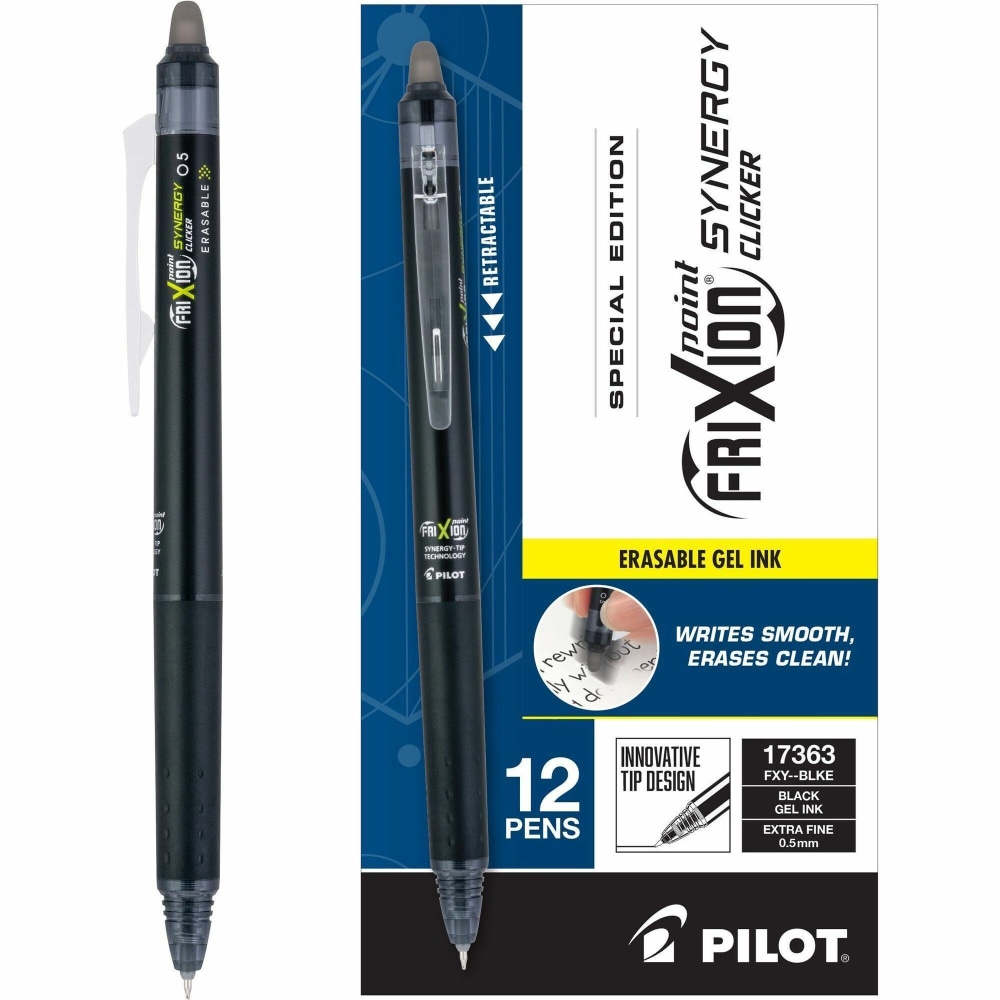 FriXion Erasable Gel Pens - Extra Fine 0.5 mm Point Size - Retractable - Black - 12 / Dozen MPN:17363