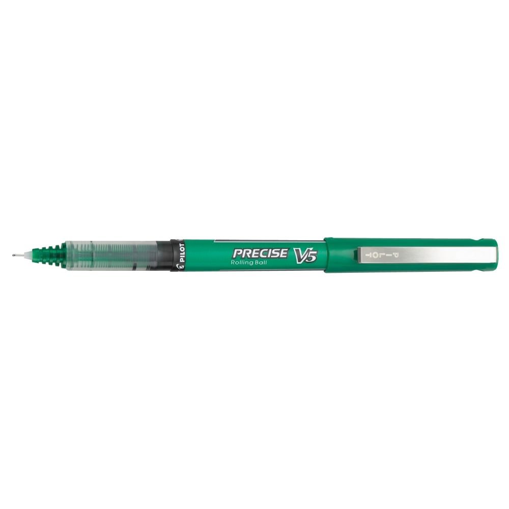 Pilot Precise V5 Rollerball Pens, Extra-Fine Point, Green Ink, Pack Of 12 Pens MPN:25104