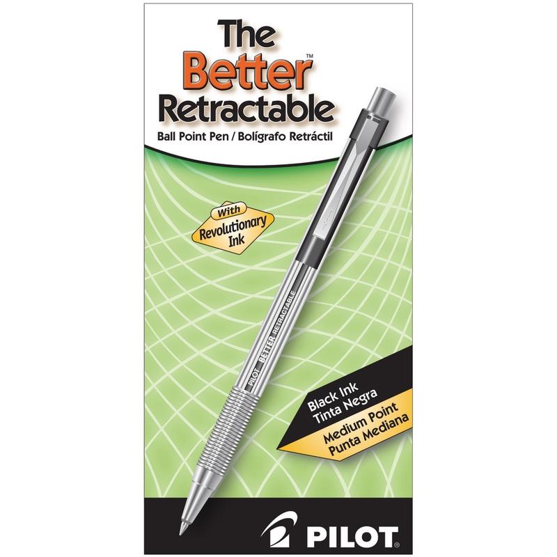 Pilot Better Retractable Ballpoint Pens, Medium Point, 1.0 mm, Translucent Black Barrel, Black Ink, Pack Of 12 Pens MPN:30005