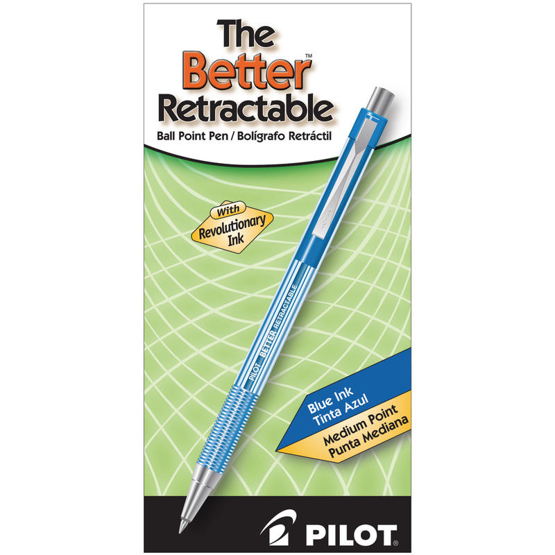 Pilot Better Retractable Ballpoint Pens, Medium Point, 1.0 mm, Translucent Blue Barrel, Blue Ink, Pack Of 12 MPN:30006