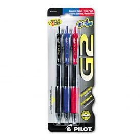 Pilot® G2 Gel Rollerball Pen Retractable Black Blue Red Ink Fine 3/Pack 31023