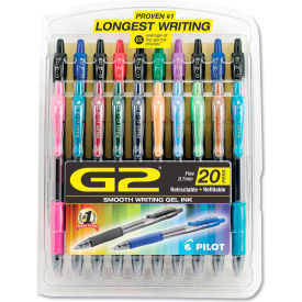 Pilot® G2 Premium Retractable Gel Pen Fine 0.7mm Assorted Ink/Barrel 20/Set 31294