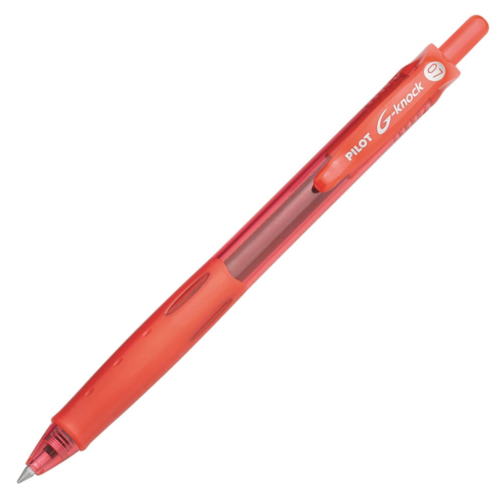 Pilot G-Knock BeGreen Gel Rollerball Pen, Fine Point, 0.7 mm, Red Barrel, Red Ink, Pack Of 12 MPN:31508