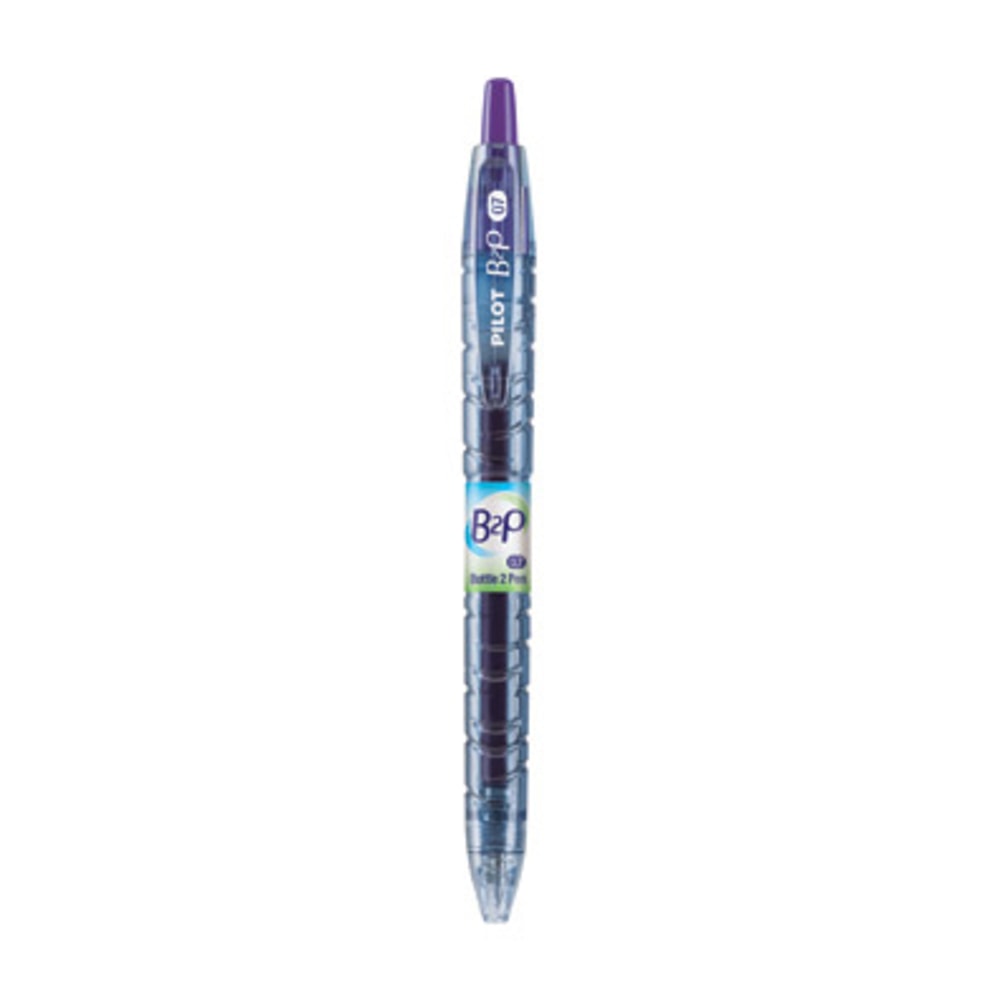Pilot B2P Retractable Gel Pens, Fine Point, 0.7 mm, 89% Recycled, Purple Barrel, Clear Blue Ink, Pack Of 12 MPN:31622