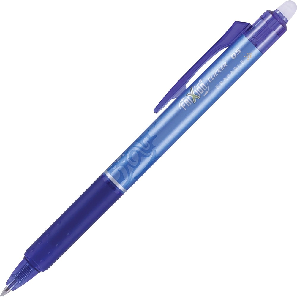 Pilot FriXion Ball Clicker Erasable Retractable Gel Pens, Pack of 12, Extra Fine Point, 0.5 mm, Blue Barrel, Blue Ink MPN:32521