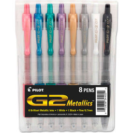 Pilot® G2 Metallics Retractable Gel Pen Fine 0.7mm Assorted Ink/Barrel 8/Pack 34405