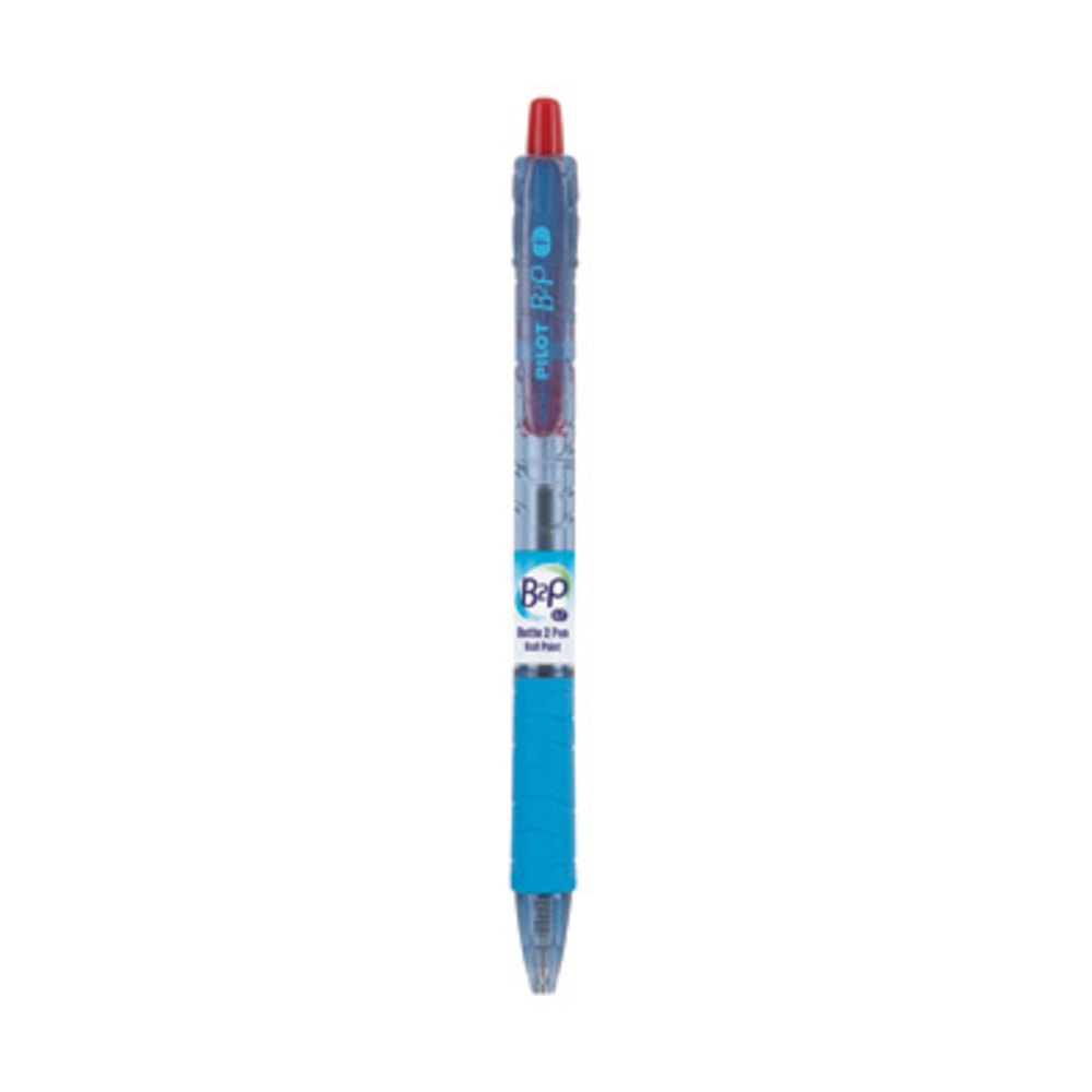 Pilot B2P Retractable Ballpoint Pens, Fine Point, 0.7 mm, 86% Recycled, Blue Barrel, Red Ink, Pack Of 12 MPN:34602