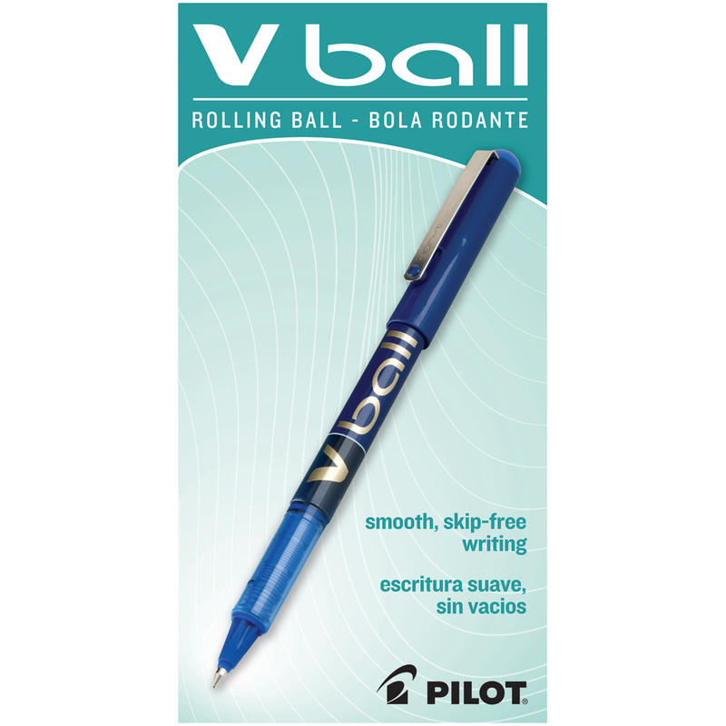 Pilot V-Ball Liquid Ink Rollerball Pens, Fine Point, 0.7 mm, Blue Barrel, Blue Ink, Pack Of 12 Pens MPN:35113