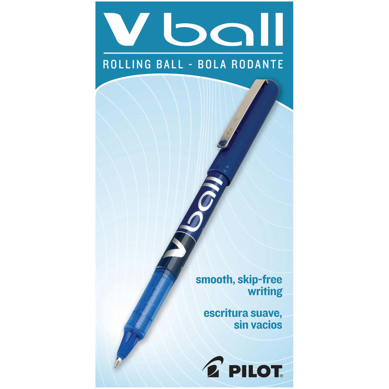 Pilot V-Ball Liquid Ink Rollerball Pens, Extra Fine Point, 0.5 mm, Blue Barrel, Blue Ink, Pack Of 12 Pens MPN:35201