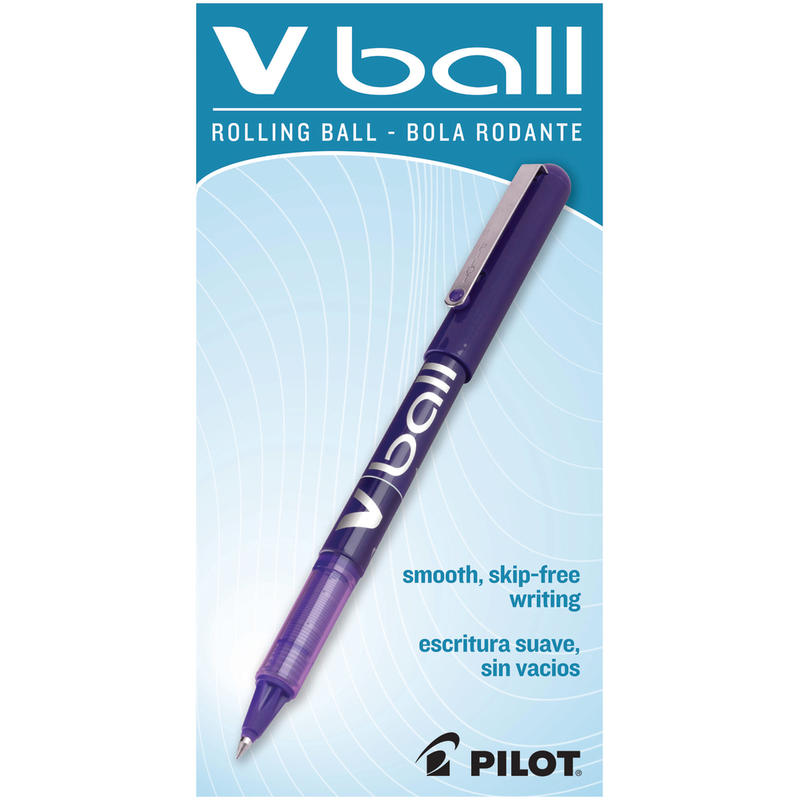 Pilot V-Ball Liquid Ink Rollerball Pens, Extra Fine Point, 0.5 mm, Purple Barrel, Purple Ink, Pack Of 12 Pens MPN:35210