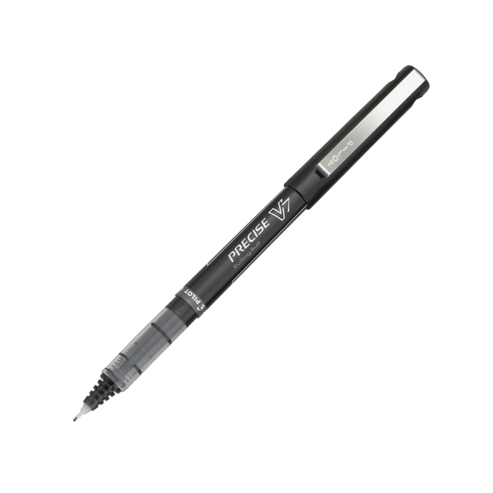 Pilot Precise V7 Liquid Ink Rollerball Pens, Fine Point, 0.7 mm, Black Barrel, Black Ink, Pack Of 12 MPN:35346