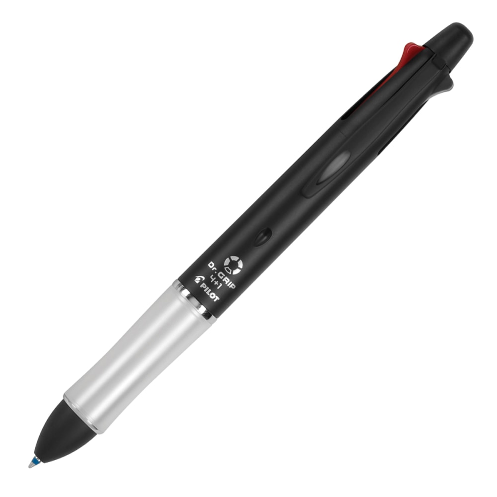 Pilot Dr. Grip 4+1 Multifunction Ballpoint Pen And Pencil, Fine Point, 0.7 mm, Black Barrel, Assorted Color Ink MPN:36220